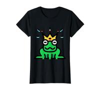 Príncipe de la realeza Rana coronada Camiseta gráfica económica, Mujer, Negro, M