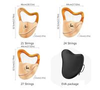 Principiante Arpa de Lira, 21/27/32 Cuerdas Lyre Harp para Actuaciones Escolares Fiestas de Cumpleaños, Arpa de Palanca para la Enseñanza de la Música(21-string)