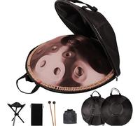 Principiante Tambor de Lengua Re menor 9 notas 10 notas 12 notas 56cm 432Hz/440Hz Handpan Drum de acero con bolsa de tambor Handpan, mazos y paño libre de polvo(Brown,432HZ/10Note)