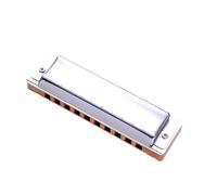 principiantes armonica Armónica De Blues De 10 Agujeros Con Llave C Instrumento De Bolsillo Para Adultos Carcasa De Cobre(Silver)