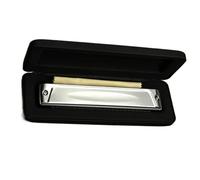 principiantes armonica Armónica Polifónica De 28 Hoyos Tono C Nivel De Rendimiento Profesional Negro Y Plateado Para Adultos Principiantes(Silver)