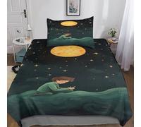 Principito Durmiendo Funda Nórdica, Juego De 3 Piezas De Ropa De Cama Y Funda De Almohada para, Funda De Edredón Lavable A Máquina con Cremallera Single（135x200cm）