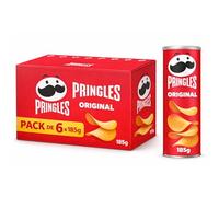 Pringles Original, Patatas fritas en tubo, Patatas fritas Pringles, Contiene Gluten, cuando haces pop, ya no hay stop, Apto para veganos y vegetarianos, Contiene 6 unidades de 185 g