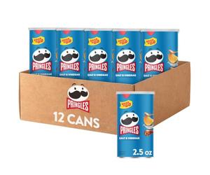 Pringles Papas fritas, aperitivos para el almuerzo, aperitivos para llevar, Grab n' Go, sal y vinagre (12 latas)
