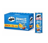 Pringles Sal y Vinagre, Patatas fritas en tubo, Pringles Salt & Vinegar, Contiene Gluten, cuando haces pop, ya no hay stop, Apto para veganos y vegetarianos, Contiene 6 unidades de 165 g