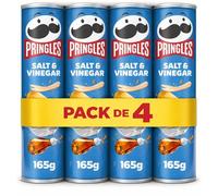 Pringles Sal y Vinagre, Patatas fritas en tubo, Pringles Salt & Vinegar, Contiene Gluten, cuando haces pop, ya no hay stop, Apto para veganos y vegetarianos, Contiene 4 unidades de 165 g