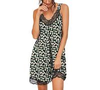 PrinStory Camisón Amplio de Encaje para Mujer, M