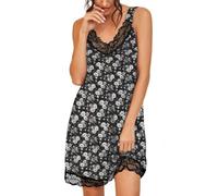 PrinStory Vestido de noche para mujer con encaje, cuello en V, con tirantes antideslizantes para mujer, L