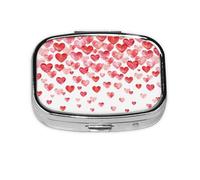 Print Falling Red Hearts, pastillero con 2 compartimentos, organizador portátil