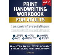 Print Handwriting Workbook for Adults: 6-in-1 Practice Book to Improve Your Penmanship & Writing Skills with Facts, Uplifting Affirmations and Inspirational Quotes