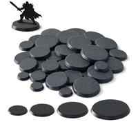 Print It Uk Wargaming Hobby Bases de tamaño mixto - Paquete de 40 bases redondas de plástico en miniatura surtidas de 25 mm, 32 mm, 40 mm, 50 mm, para figuras de juegos de guerra de mesa RPG