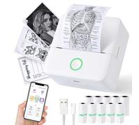Print Pods - Mini impresora, impresora térmica sin tinta con 10 rollos de papel de impresión, bolsillo Printpod para teléfono, Impresora portátil para notas, tarjetas, diario, bricolaje, compatible