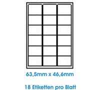 Print4Life 1800 Stk. Selbstklebende WEIßE Etiketten selbstklebend Adressetiketten Etikettenformat 63.5x46.6mm, 100 Blatt DIN A4, 70g/qm, geeignet für Inkjetdrucker-, Laserdrucker und Kopierer.