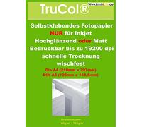 Print4Life 50 Hojas de Papel fotográfico A4 135g / m² Adhesivo Brillante a 19.200 dpi Impermeable Resistente a la luz