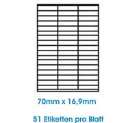 Print4Life 5100 Stk. Selbstklebende WEIßE Etiketten selbstklebend Adressetiketten Etikettenformat 70.0x16.9mm, 100 Blatt DIN A4, 70g/qm, geeignet für Inkjetdrucker-, Laserdrucker und Kopierer.