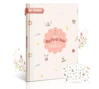printara My First Year Baby Diary - Diario de bebé y libro de recuerdos con bonitos diseños para nacimiento, bautizo y baby shower, diseño floral, tamaño A4