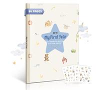 printara My First Year Baby Memory Book - Diario de bebé y libro de recuerdos con bonitos diseños, para nacimiento, bautizo y baby shower, estrella, A4