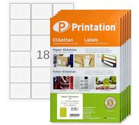 Printation 63,5 x 46,6 mm autoadhesivas para direcciones - 9000 etiquetas de dirección 63,5x46,6 en 500 hojas DIN A4-3x6 18 stickers por hoja - esquinas redondeadas - adhesivas imprimibles 2415