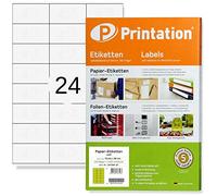 Printation 70 x 36 mm Etiquetas adhesivas, 600 labels 70x36 - Pack de 25 hojas A4 / 24 etiquetas por hoja 3x8 - Labels para impresoras inkjet y láser - Etiquetas de dirección multiusos blanco