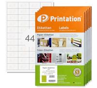 Printation Amazon SKU Etiquetas 48,5 x 25,4 mm 44 por hoja - 22000 pegatinas en 500 hojas A4 4x11 48,5x25,4 Etiquetas universales de papel en blanco autoadhesivas, Código de barras Producto adhesivo