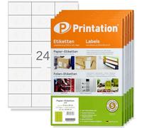 Printation Etiquetas 70x36 mm, 12000 Stickers 70 x 36 mm Etiquetas autoadhesivas para direcciones en 500 hojas DIN A4, 3x8 24 etiquetas para direcciones/hoja, Etiquetas adhesivas 3475 3490 6122 1298