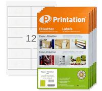Printation Etiquetas 97 x 42,3 mm - 6000 pegatinas en 500 hojas A4 2x6 - 12 Stickers 97x42,3 por hoja - Etiquetas universales en blanco autoadhesivas - Etiquetas de dirección 4623 5056 LA140 3659 4781