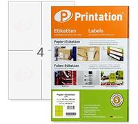Printation Etiquetas Adhesivas 105 x 148 mm, 400 Pegatinas Blancas, 4 Etiquetas Envío por Hoja, 100 Hojas A4, Papel Pegatina para Imprimir A4, Papel Adhesivo para Imprimir Inkjet Laser, 105x148 A6