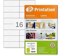 Printation Etiquetas Adhesivas 105 x 37 mm - 400 Etiquetas Multiusos, 16 Etiquetas/Hoja, 25 Hojas Papel Pegatina para Imprimir A4 - Pegatinas Blancas Universales Autoadhesivas para Inkjet y Láser