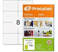 Printation Etiquetas Adhesivas 105 x 74 mm - Papel Pegatina para Imprimir A4-200 Blancas / 25 hojas A4-8 Etiquetas por Hoja - Papel Adhesivo para Imprimir compatibles con Impresoras Inkjet y Láser