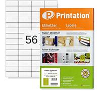 Printation Etiquetas Adhesivas 52,5 x 21,2 mm, 1400 Pegatinas Blancas, 56 Etiquetas por Hoja, 25 Hojas Papel Pegatina para Imprimir A4, Papel Adhesivo para Imprimir Inkjet Laser Universales 52,5x21,2