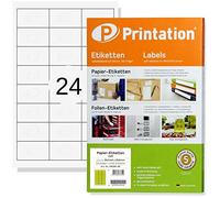Printation Etiquetas Adhesivas 64,6 x 33,8 mm - 600 Pegatinas Blancas, 24 Etiquetas por Hoja A4, 25 Hojas, Multifunción para Inkjet y Laser, Papel Adhesivo Impresora, Amazon FBA SKU, 64,6x33,8 3658