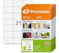 Printation Etiquetas adhesivas 70 x 42,4 mm, autoadhesivas blanco, imprimibles - 10500 etiquetas de dirección en 500 hojas DIN A4 3x7-70x42,4 labels, 21 etiquetas por hoja, cartas 4470 3652 1276