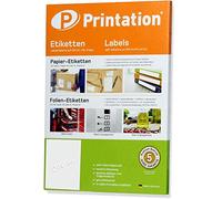 Printation Etiquetas Adhesivas A4 210 x 297 mm grandes - Pack de 10 hojas A4-10 Sticker 1x1 210x297 mm, Papel Pegatina para imprimir A4 / Papel adhesivo para imprimir 3478