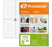 Printation Etiquetas transparentes mate 105 x 148,5 mm en 25 hojas DIN A4 2 x 2 - 4 etiquetas por hoja - 100 pegatinas transparentes 105 x 148,5 A6 - Lámina adhesiva imprimible para impresora láser