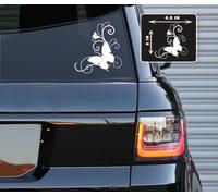 Printbeat Calcomanías de vinilo con diseño de mariposas para coches, furgonetas, camiones y portátiles (blanco, 5 x 4.5)