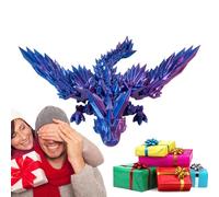 Printed Flexible Crystal Dragon - Articulating Dragon Toy, Fidget Surprise Gift | Dragon Stress Relief Dragon for Kids and Adults, Unique Home Decoration, Year of the Dragon Collectible, Desk Ornament