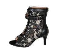 Printed Jazz Dance Heels Buckle Strap Slim Stiletto High Heel Shoes, tacón Aguja Baile Jazz Estampado, Hebilla, Mujer, Fiesta.