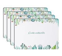 Printed Leather Placemats Set of 4, Dual-Sided Waterproof Non-Slip Table Mats for Kitchen Dining Home Décor(Birds)(Green Plants)