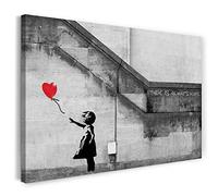 Printed Paintings Impresión sobre Lienzo (100x70cm): Banksy - Muchacha del Globo Muchacha con el