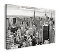 Printed Paintings Impresión sobre Lienzo (120x80cm): Ciudades Skyline Nueva York Blanco y Negro a