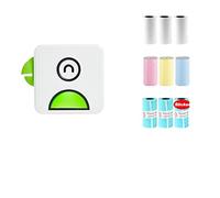 Printer Pocket Thermal Label Printer Portable Bluetooth Wireless Receipt Label Sticker Printer Paper (Color: Green Add 9 Rolls)
