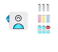 Printer Pocket Thermal Label Printer Portable Bluetooth Wireless Receipt Label Sticker Printer Paper (Color: Blue Add 9 Rolls)