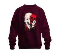 Printera Anime Girl Red Calavera Gótica Emo Sudadera Suéter, granate, XXL
