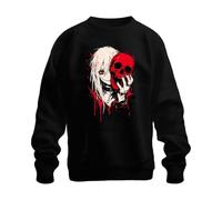 Printera Anime Girl Red Calavera Gótica Emo Sudadera Suéter, Negro , S