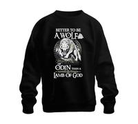Printera Better to be a Wolf of Odin Than a Lamb Sudadera, Negro , S