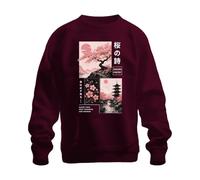 Printera Bloom Today Sakura Poetry Japan Y2K Sudadera, granate, L