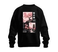 Printera Bloom Today Sakura Poetry Japan Y2K Sudadera, Negro , L