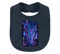 Printera Cyberpunk City Neon Future Japan Y2K - Babero para bebé, azul