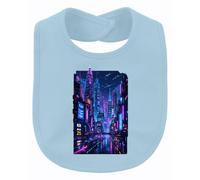 Printera Cyberpunk City Neon Future Japan Y2K - Babero para bebé, azul