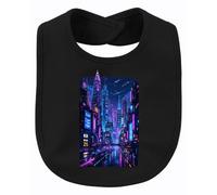Printera Cyberpunk City Neon Future Japan Y2K - Babero para bebé, Negro